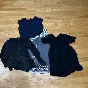 Taylor Black and White Striped Floral Dress